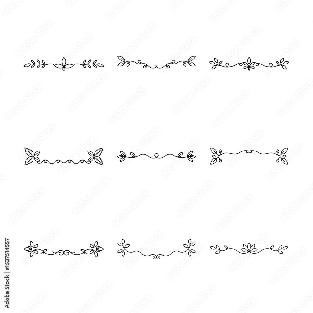 Obraz premium Elegant Floral Dividers A Collection of Decorative Botanical Line Art Elements