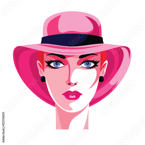 Colorful Cartoon Women Celebrating International Women's Day with Happy Faces and Pink Hats Vector Illustration