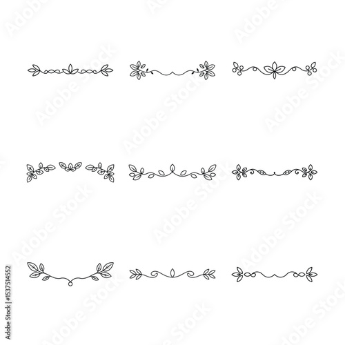 Elegant Floral Dividers A Collection of Botanical Line Art Elements for Design