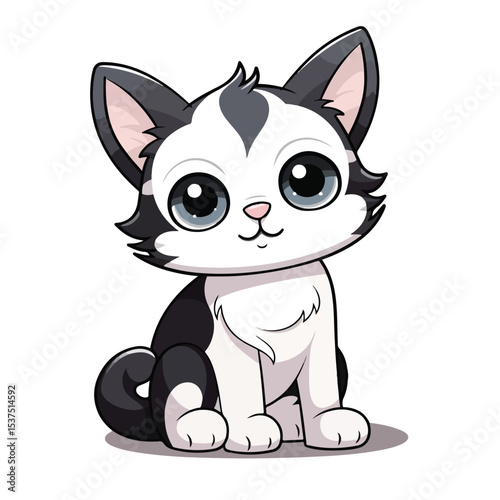 Cute Cat Pet Cartoon Vector Illustration for Isolated White Background Designs - High-Quality Professional Illustration