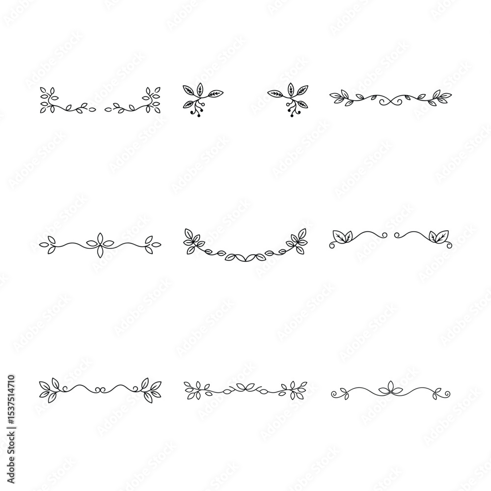 Obraz premium Collection of Hand Drawn Floral Dividers and Borders for Design Projects