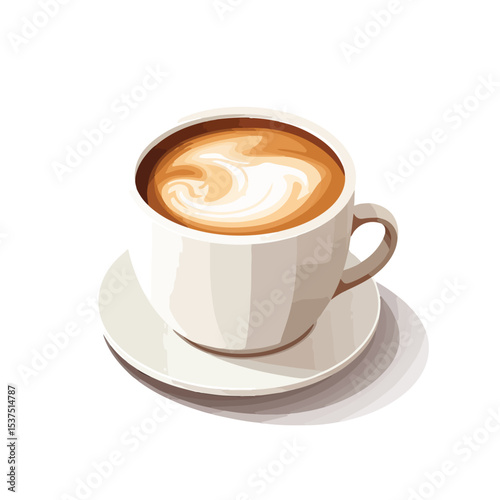 Isometric Style Vector Illustration of Coffee Cup with Foam for Creative Designs