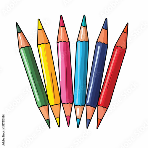 Colorful Crayons Drawing Utensil Vector Illustration Isolated on White Background