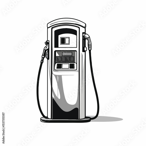 Professional Eco-Friendly Fuel Dispenser in Black and White Vector Illustration
