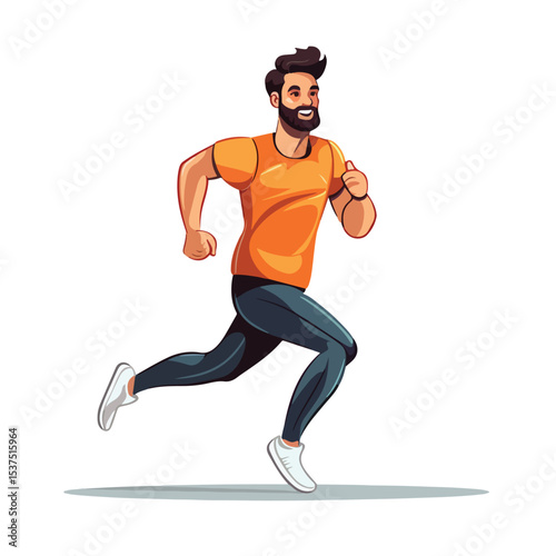 Professional Fitness Lifestyle: Running Man Isolated on White Background for Workout Concepts