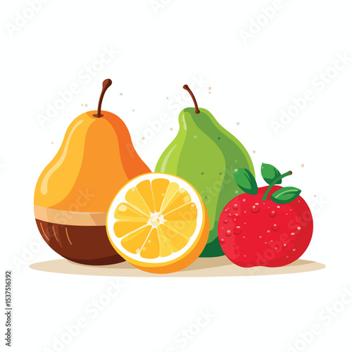 Healthy Fresh Fruit Nutrition - Grouped Pears and Muffins Displayed in a Nutritious Composition