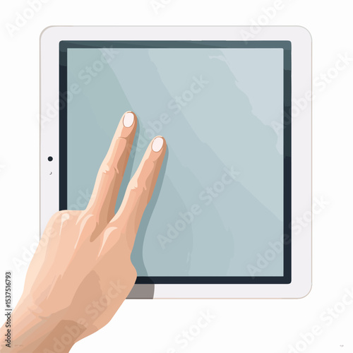 Professional Hand Touching Tablet Vector Illustration for Technology Blogs and Websites