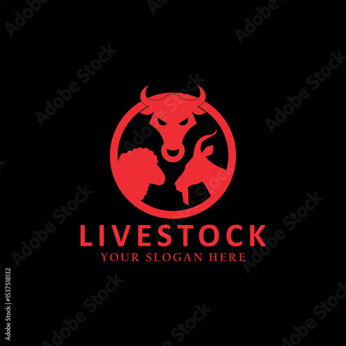 livestock animal logo design vector