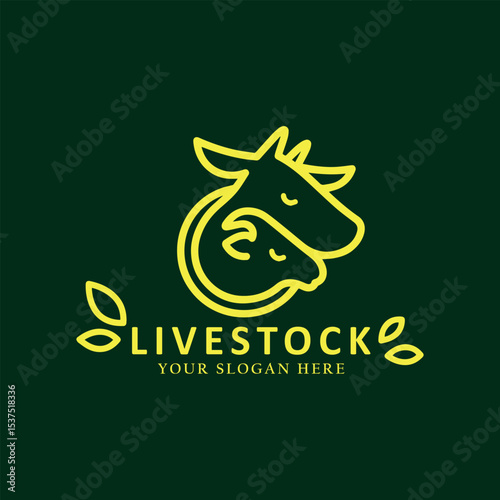 livestock animal logo design vector