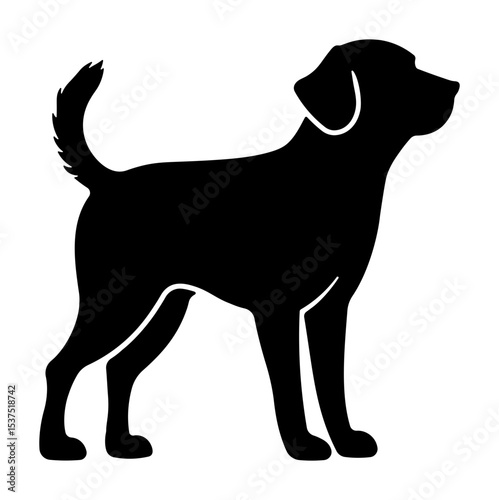 Black silhouette of a dog without background. Suitable for veterinary, pet shop, logo, and print design projects.