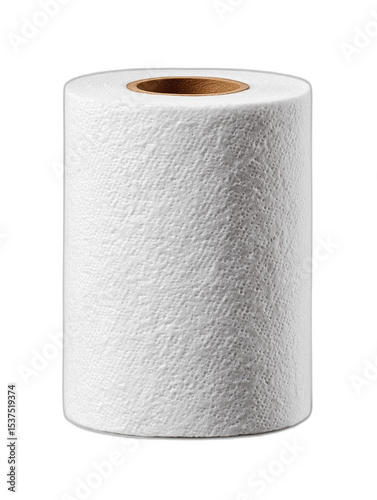 single white paper towel roll isolated on transparent background

