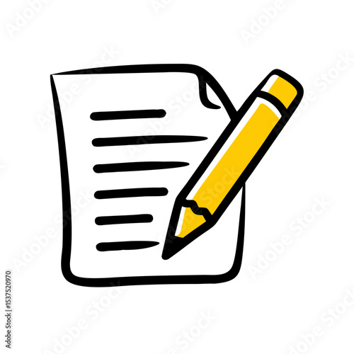 Hand Draw document with pencil  editing legal form  icon for Web and Graphic design