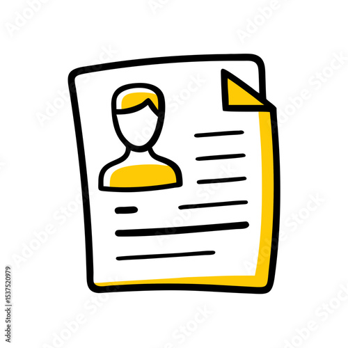 Hand Draw document with person id photo icon for Web and Graphic design