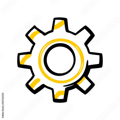 Hand Draw gear settings  it configuration  icon for Web and Graphic design