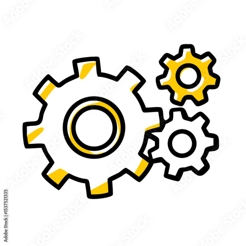 Hand Draw gears or settings icon for Web and Graphic design