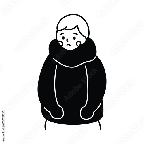 Cartoon character shivering in cold weather detailed vector illustration for animation or design projects