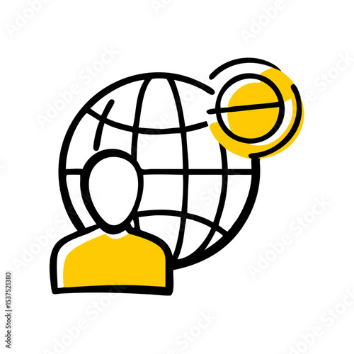 Hand Draw global training icon for Web and Graphic design