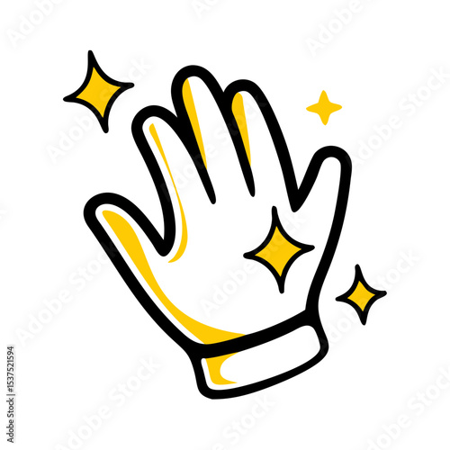 Hand Draw glove with sparkle for Web and Graphic design
