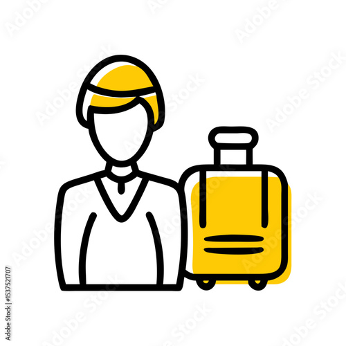 Hand Draw guest with luggage icon for Web and Graphic design