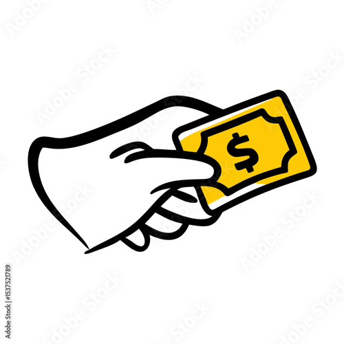 Hand Draw hand inserting cash for Web and Graphic design