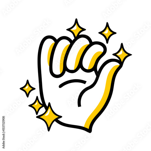 Hand Draw hand with sparkle for Web and Graphic design