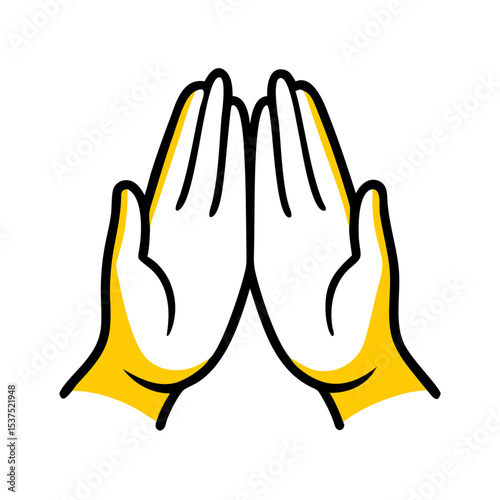 Hand Draw hands raised in prayer or giving icon for Web and Graphic design
