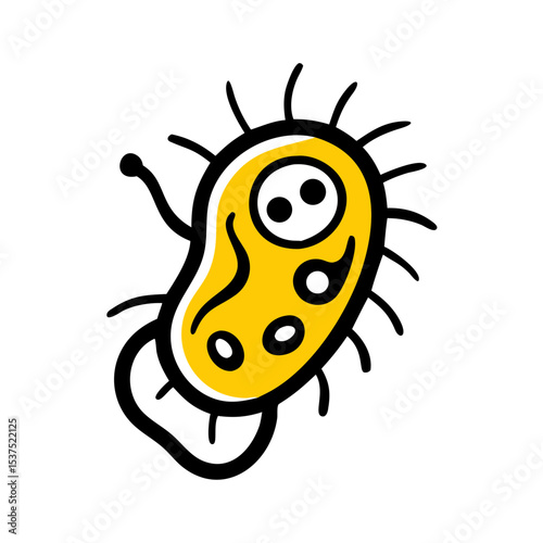 Hand Draw happy microbe for Web and Graphic design