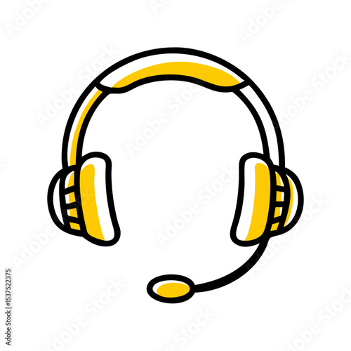 Hand Draw headphones with mic icon for Web and Graphic design