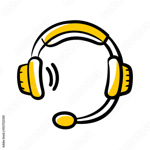 Hand Draw headset customer service  support for Web and Graphic design