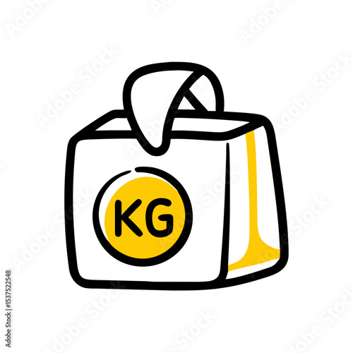 Hand Draw heavy package labeled kg icon for Web and Graphic design