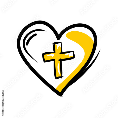 Hand Draw heart with cross symbol for Web and Graphic design