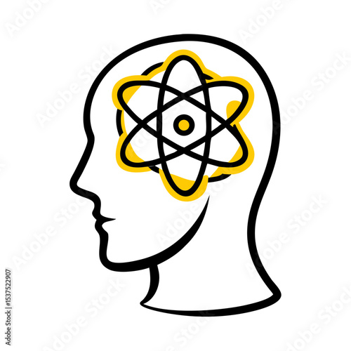 Human head with atom on transparent background for web and graphic design for Web and Graphic design