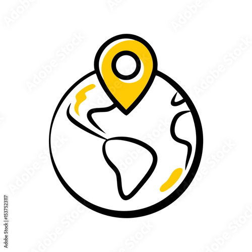 Location pin on globe icon on transparent background for web and graphic design for Web and Graphic design