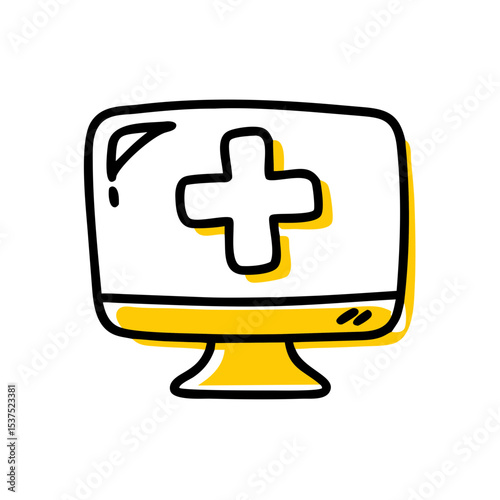 Monitor with cross on transparent background for web and graphic design for Web and Graphic design