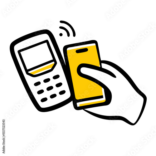 NFC payment with phone and card reader on transparent background for web and graphic design for Web and Graphic design