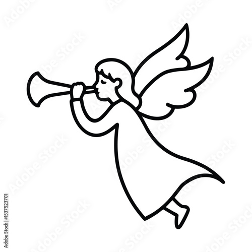 Celestial angel with trumpet a heavenly vector illustration for religious spiritual and festive designs