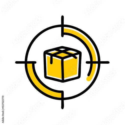 Package in crosshair tracking icon on transparent background for web and graphic design for Web and Graphic design