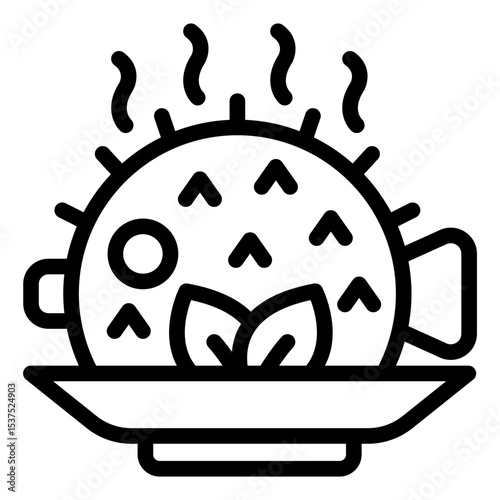 Pufferfish outline icon great for seafood menus or exotic dish graphics