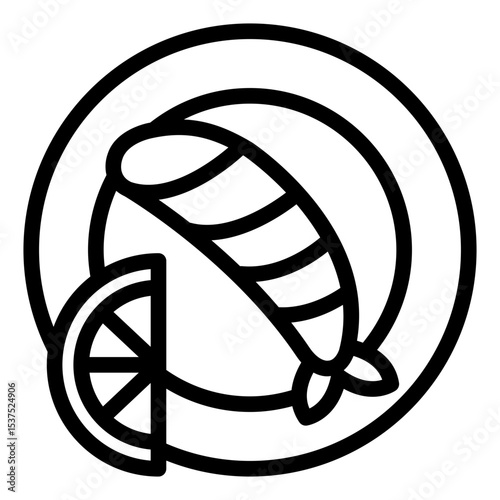A salmon dish outline icon perfect for menus seafood apps or culinary design