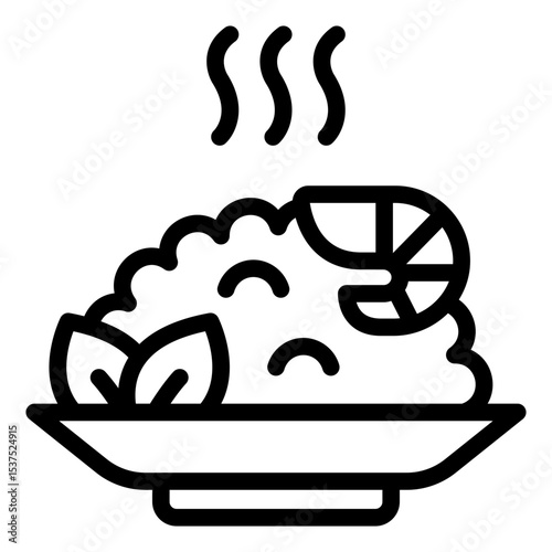 seafood fried rice outline icon great for asian food or menu design