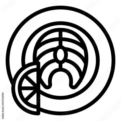 fish steak outline icon for seafood restaurant or culinary menu