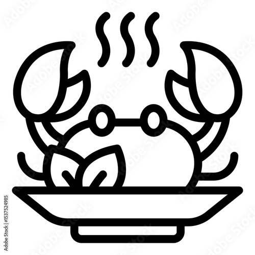Crab seafood outline icon often seen in dishes or marine-themed packaging