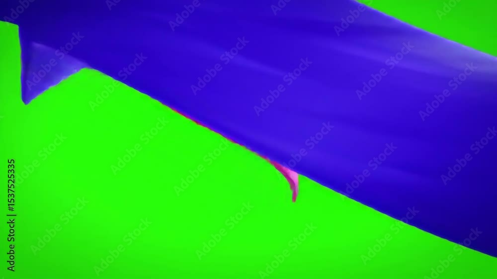 Animated pink ribbon looping over green screen for visual effects and design elements
