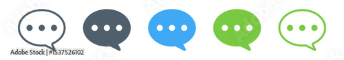 chat message speech bubble icons with typing dots in blue and green colors , chat or messaging icons. for chatting, communication apps, social media, web app interfaces