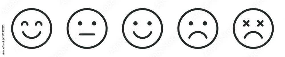 rating and feedback emoticons with happy, neutral, sad emojis | for customer reviews, surveys, and gauging user satisfaction