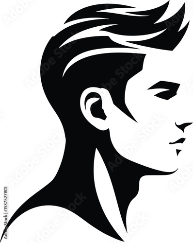 Man hairstyle vector illustration for barbershop logo design and hair salon branding concept art