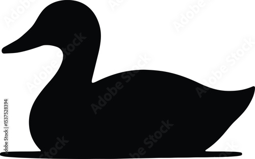 Silhouette duck swimming water bird flat vector illustration