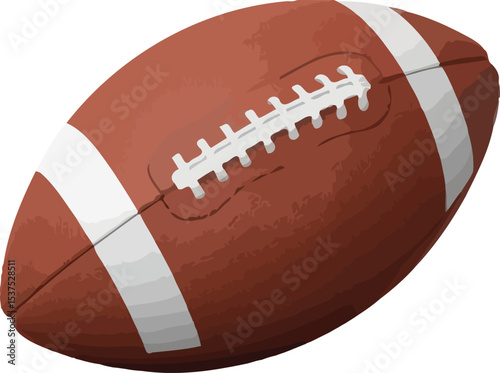 Isolated brown leather American football for game play on a white background