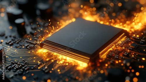 CPU ablaze on circuit board