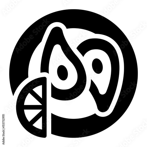 Oyster glyph icon ideal for seafood apps menus or culinary illustrations